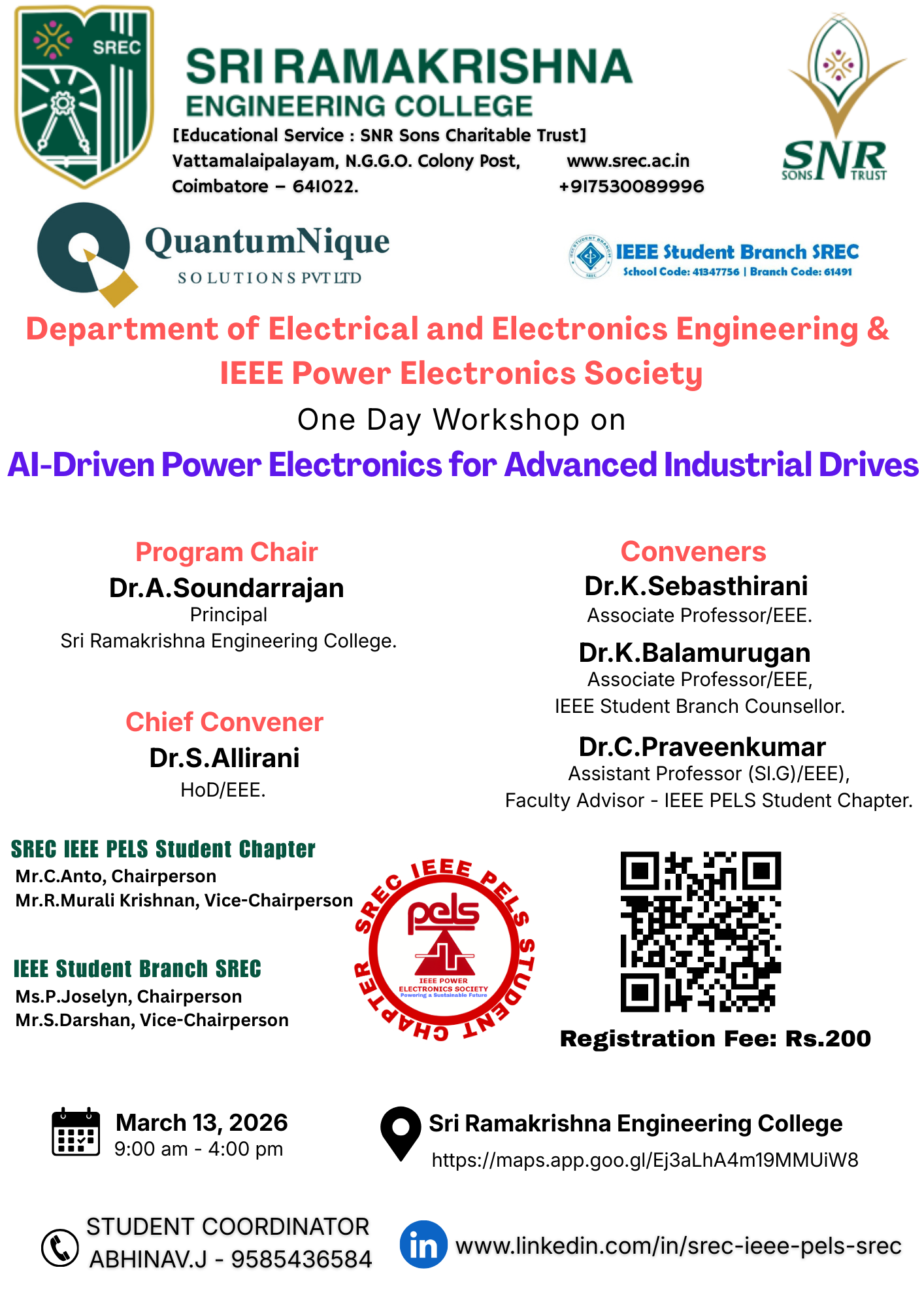 One-Day Workshop on AI-Driven Power Electronics for Advanced Industrial Drives 2026 Workshop Poster 